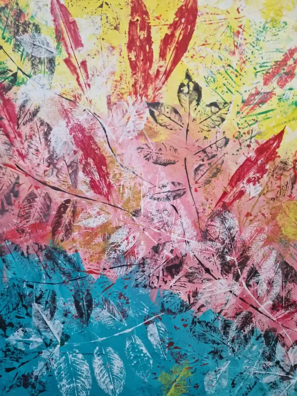 workshop stempelen met bladen bij Creatiefwezen
